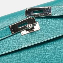 Hermès Vert Jade/Gris Perle Epsom Leather Palladium Finish Kelly Sellier 28 Bag