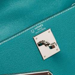 Hermès Vert Jade/Gris Perle Epsom Leather Palladium Finish Kelly Sellier 28 Bag