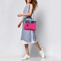 Hermes Magnolia/Blue Saphir Toile Canvas and Vache Hunter Herbag Zip 31 Bag