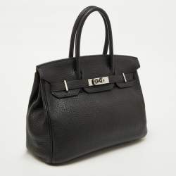 Hermes Noir Togo Leather Palladium Finish Birkin 30 Bag