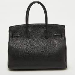 Hermes Noir Togo Leather Palladium Finish Birkin 30 Bag