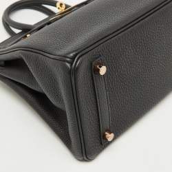Hermes Noir Togo Leather Gold Finish Birkin 25 Bag