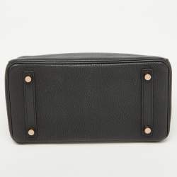 Hermes Noir Togo Leather Gold Finish Birkin 25 Bag
