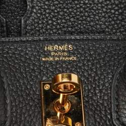 Hermes Noir Togo Leather Gold Finish Birkin 25 Bag