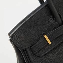 Hermes Noir Togo Leather Gold Finish Birkin 25 Bag