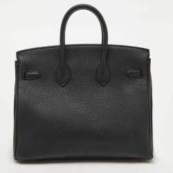 Hermes Noir Togo Leather Gold Finish Birkin 25 Bag