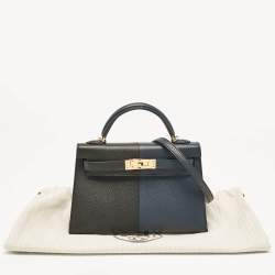 Hermès Noir/Bleu Indigo Epsom Leather Gold Finish Mini Kelly II Sellier 20 Bag