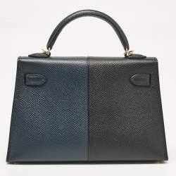 Hermès Noir/Bleu Indigo Epsom Leather Gold Finish Mini Kelly II Sellier 20 Bag