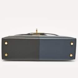 Hermès Noir/Bleu Indigo Epsom Leather Gold Finish Mini Kelly II Sellier 20 Bag