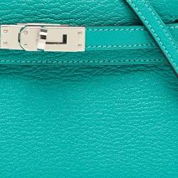 Hermes Vert Verone/Bleu Zanzibar Chevre Leather Palladium Finish Mini Kelly II Sellier 20 Bag