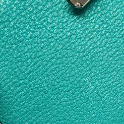 Hermes Vert Verone/Bleu Zanzibar Chevre Leather Palladium Finish Mini Kelly II Sellier 20 Bag