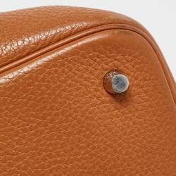 Pre Owned Hermes Gold/Rouge Taurillon Clemence Leather Picotin Lock 22 Bag