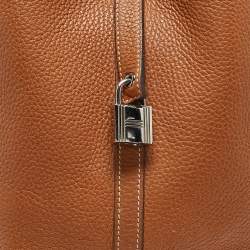 Pre Owned Hermes Gold/Rouge Taurillon Clemence Leather Picotin Lock 22 Bag
