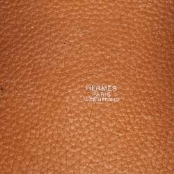 Pre Owned Hermes Gold/Rouge Taurillon Clemence Leather Picotin Lock 22 Bag