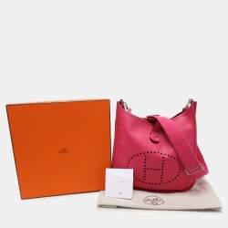 Pre Owned Hermes Rose Tyrien Epsom Leather Evelyne III GM Bag