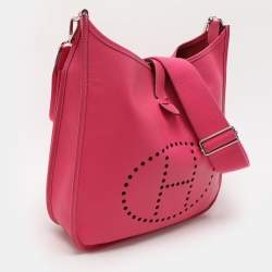 Pre Owned Hermes Rose Tyrien Epsom Leather Evelyne III GM Bag