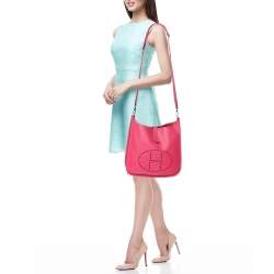 Pre Owned Hermes Rose Tyrien Epsom Leather Evelyne III GM Bag