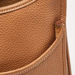 Pre Owned Hermes Gold Taurillon Clemence Leather Evelyne III GM Bag