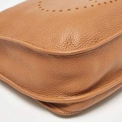 Pre Owned Hermes Gold Taurillon Clemence Leather Evelyne III GM Bag