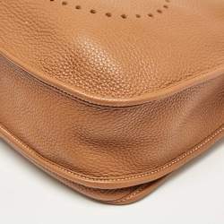 Pre Owned Hermes Gold Taurillon Clemence Leather Evelyne III GM Bag