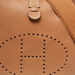 Pre Owned Hermes Gold Taurillon Clemence Leather Evelyne III GM Bag
