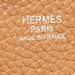 Pre Owned Hermes Gold Taurillon Clemence Leather Evelyne III GM Bag