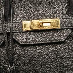 Hermes Noir Togo Leather Gold Finish Birkin 35 Bag