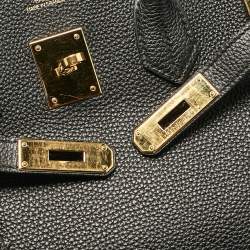 Hermes Noir Togo Leather Gold Finish Birkin 35 Bag