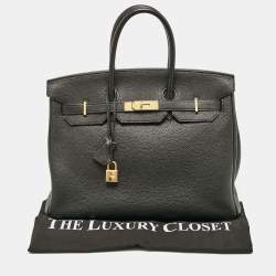 Hermes Noir Togo Leather Gold Finish Birkin 35 Bag