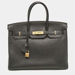 Hermes Noir Togo Leather Gold Finish Birkin 35 Bag