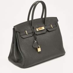 Hermes Noir Togo Leather Gold Finish Birkin 35 Bag