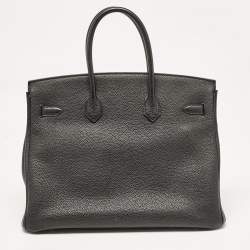 Hermes Noir Togo Leather Gold Finish Birkin 35 Bag