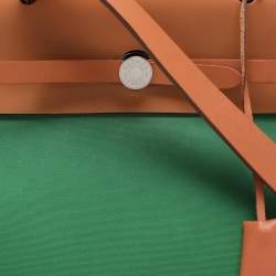 Hermès Natural/Green Toile Canvas and Vache Hunter Leather Herbag Zip 39 Bag