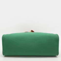 Hermès Natural/Green Toile Canvas and Vache Hunter Leather Herbag Zip 39 Bag