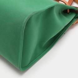 Hermès Natural/Green Toile Canvas and Vache Hunter Leather Herbag Zip 39 Bag