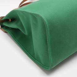 Hermès Natural/Green Toile Canvas and Vache Hunter Leather Herbag Zip 39 Bag