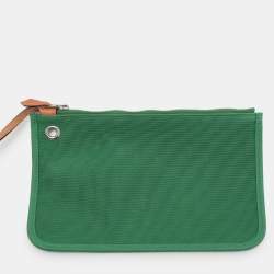 Hermès Natural/Green Toile Canvas and Vache Hunter Leather Herbag Zip 39 Bag