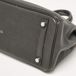 Hermes Noir Togo Leather Palladium Finish Birkin 25 Bag