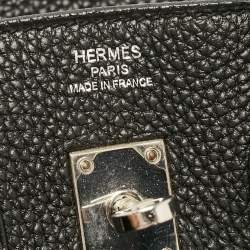 Hermes Noir Togo Leather Palladium Finish Birkin 25 Bag