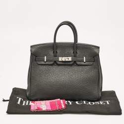 Hermes Noir Togo Leather Palladium Finish Birkin 25 Bag