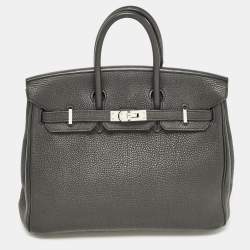 Hermes Noir Togo Leather Palladium Finish Birkin 25 Bag