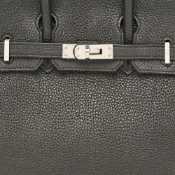 Hermes Noir Togo Leather Palladium Finish Birkin 25 Bag