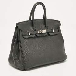 Hermes Noir Togo Leather Palladium Finish Birkin 25 Bag