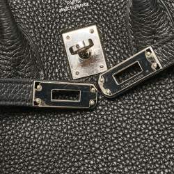 Hermes Noir Togo Leather Palladium Finish Birkin 25 Bag
