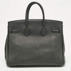 Hermes Noir Togo Leather Palladium Finish Birkin 25 Bag