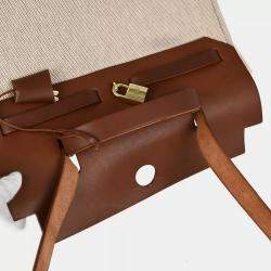 Pre Owned Hermes Brown Brown and Toile H Herbag PM  Bag