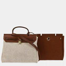Pre Owned Hermes Brown Brown and Toile H Herbag PM  Bag