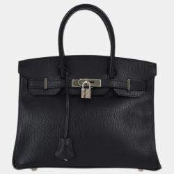 Hermes Black Ardennes Leather Birkin 30 Handbag