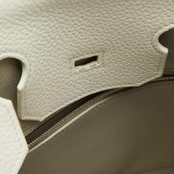 Hermes Blanc/Gris Perle/Sanguine Taurillon Clemence Leather Lizard Club Palladium Finish Birkin 35 Bag