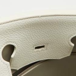Hermes Blanc/Gris Perle/Sanguine Taurillon Clemence Leather Lizard Club Palladium Finish Birkin 35 Bag